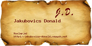 Jakubovics Donald névjegykártya